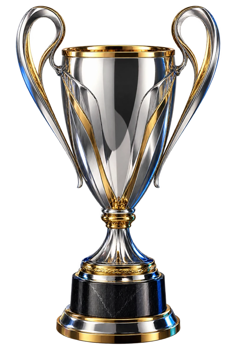 Silver and gold showcase trophy